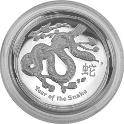 Pre-Owned 2013 Australian High Relief Lunar Snake 1oz Proof Silver Coin - VAT Free