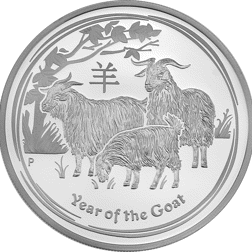 Pre-Owned 2015 Australian Lunar Goat 1oz Proof Silver Coin - VAT Free