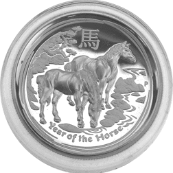 Pre-Owned 2014 Australian High Relief Lunar Horse 1oz Proof Silver Coin - VAT Free