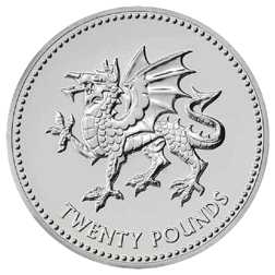 Pre-Owned 2016 UK Pride of Wales £20 Brilliant Uncirculated Fine Silver Coin - Carded - VAT Free