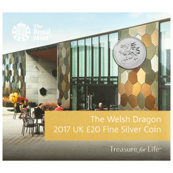 Pre-Owned 2017 UK The Welsh Dragon £20 Fine Silver Coin - Carded - VAT Free