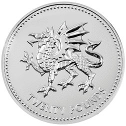 Pre-Owned 2017 UK The Welsh Dragon £20 Fine Silver Coin - Carded - VAT Free