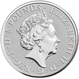 Pre-Owned 2021 UK Queen’s Beasts The White Greyhound of Richmond 2oz Silver Coin - VAT Free