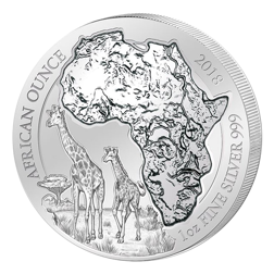 Pre-Owned 2018 Rwanda African Giraffe 1oz Silver Coin - VAT Free