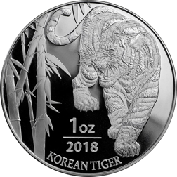 Pre-Owned 2018 Korean Tiger 1oz Silver Round