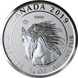 Pre-Owned 2019 Canadian Wild Horse 3/4oz Silver Coin - VAT Free