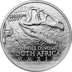 Pre-Owned 2019 South African 'Rise of the Dinosaurs' Euparkeria 1oz Silver Coin - VAT Free