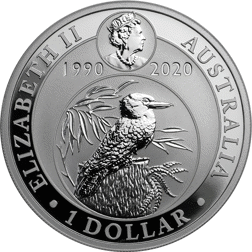 Pre-Owned 2020 Australian Kookaburra '30th Anniversary' 1oz Silver Coin - VAT Free