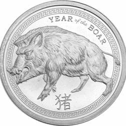 Pre-Owned 2019 Golden State Mint Year of the Boar 1oz Silver Round