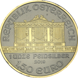 Pre-Owned 2019 Austrian Philharmonic 'Gold Gilded with Black Ruthenium' 1oz Silver Coin - VAT Free