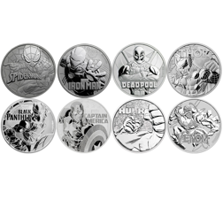 Pre-Owned Tuvalu Marvel Series 1oz Silver 8-Coin Collection - VAT Free - Damaged Box