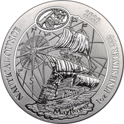 Pre-Owned 2020 Rwanda Mayflower Nautical Ounce 1oz Silver Coin - VAT Free