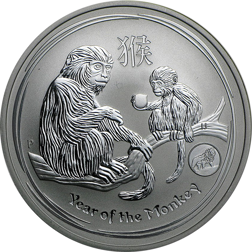 Pre-Owned 2016 Australian Lunar Monkey 'Privy' Lion 1oz Silver Coin - VAT Free