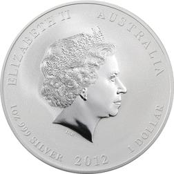 Pre-Owned 2012 Australian Lunar Dragon 'Privy' Lion 1oz Silver Coin - VAT Free