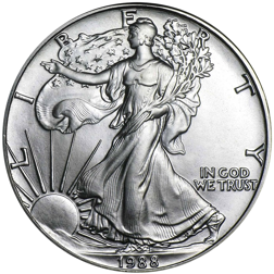 Pre-Owned 1988 USA Eagle 1oz Silver Coin - VAT Free