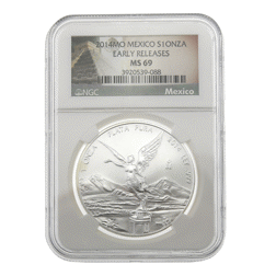 Pre-Owned 2014 Mexican Libertad 1oz Silver Coin - NCG Graded MS 69 3920539-088 - VAT Free