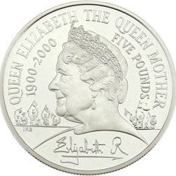 Pre-Owned 1900-2000 Queen Mother Centenary Silver £5 Crown Coin - VAT Free