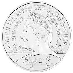 Pre-Owned 1900-2000 Queen Mother Centenary Silver £5 Crown Coin - VAT Free