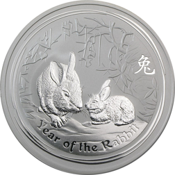Pre-Owned 2011 Australian Lunar Rabbit 2oz Silver Coin - VAT Free