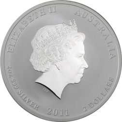 Pre-Owned 2011 Australian Lunar Rabbit 2oz Silver Coin - VAT Free