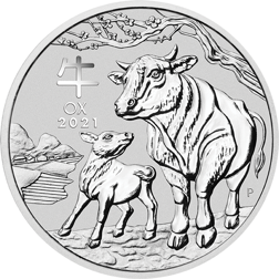 Pre-Owned 2021 Australian Lunar Ox 1kg Silver Coin - VAT Free