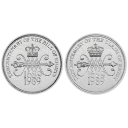 Pre-Owned 1989 UK Bill and Claim Of Rights £2 Piedfort Proof Silver 2-Coin Set - VAT Free