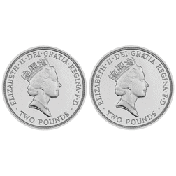 Pre-Owned 1989 UK Bill and Claim Of Rights £2 Piedfort Proof Silver 2-Coin Set - VAT Free