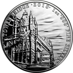 Pre-Owned 2018 UK Landmarks of Britain Tower Bridge 1oz Silver Coin - VAT Free