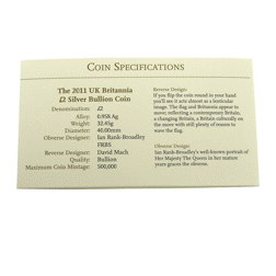 Pre-Owned 2011 UK Britannia 1oz Silver Coin - Boxed Special Edition - VAT Free
