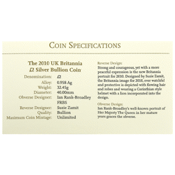 Pre-Owned 2010 UK Britannia 1oz Silver Coin - Carded Special Edition - VAT Free