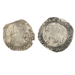 Pre-Owned King Charles I Shilling & Half Crown Silver 2 Coin Set - VAT Free
