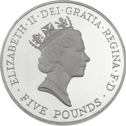 Pre-Owned UK 1996 70th Birthday of Queen Elizabeth II £5 Proof Design Silver Coin - VAT Free
