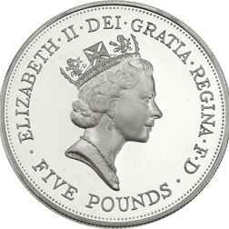 Pre-Owned UK 1990 90th Birthday of The Queen Mother £5 Proof Design Silver Coin - VAT Free