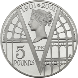 Pre-Owned UK 2001 Victorian Anniversary £5 Proof Design Silver Coin - VAT Free