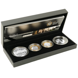 Pre-Owned UK 2009 Royal Mint Piedfort Proof Silver 4-Coin Collection - VAT Free