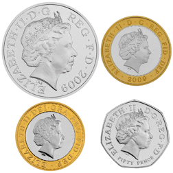 Pre-Owned UK 2009 Royal Mint Piedfort Proof Silver 4-Coin Collection - VAT Free