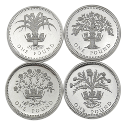 Pre-Owned 1984-1987 UK Piedfort £1 Silver Proof 4-Coin Collection - VAT Free