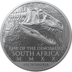 Pre-Owned 2020 South African Rise of the Dinosaurs 'Coelophysis' 1oz Silver Coin - VAT Free