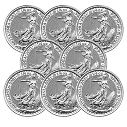 Pre-Owned 2021 UK Britannia 1/4oz Silver 10 Coin Bundle - VAT Free