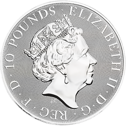 Pre-Owned 2020 UK Queen’s Beasts The Yale of Beaufort 10oz Silver Coin - VAT Free
