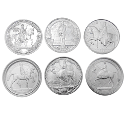 Pre-Owned UK Great Seals of The Realm 5oz Silver 6-Round Set