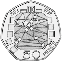 Pre-Owned UK 1992-1993 50p Piedfort Proof Silver Coin - VAT Free