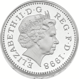 Pre-Owned 1998 UK £1 Proof Design Piedfort Silver Coin - VAT Free