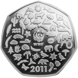 Pre-Owned 2011 UK WWF 50p Piedfort Proof Silver Coin - VAT Free