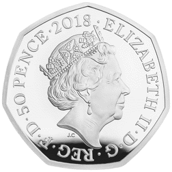 Pre-Owned 2018 UK 'Paddington at the Station' Proof Silver 50p Coin - VAT Free