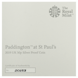 Pre-Owned 2019 UK 'Paddington at St Paul's' Proof Silver 50p Coin - VAT Free