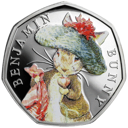 Pre-Owned 2017 UK Beatrix Potter 'Benjamin Bunny' Proof Silver 50p Coin - VAT Free