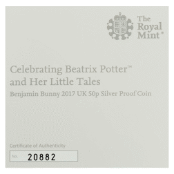 Pre-Owned 2017 UK Beatrix Potter 'Benjamin Bunny' Proof Silver 50p Coin - VAT Free