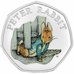 Pre-Owned 2020 UK Beatrix Potter 'Peter Rabbit' Proof Silver 50p Coin - VAT Free