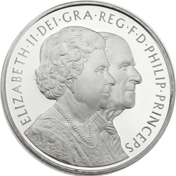 Pre-Owned 2007 UK Royal Diamond Wedding £5 Proof Design Silver Crown - VAT Free